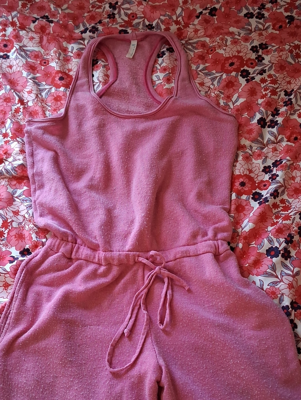 FP Movement Pink Racerback Terry Romper Jumpsuit Athleisure Yoga Lounge